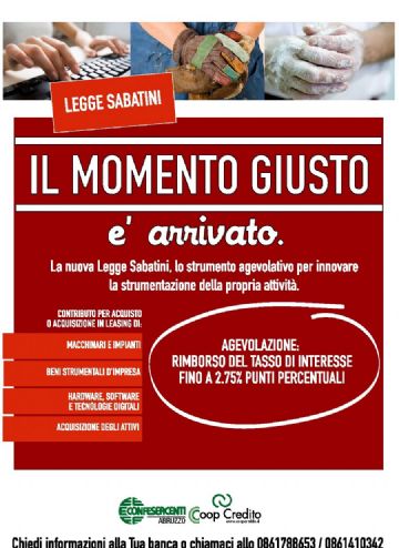 LA NUOVA LEGGE SABATINI STRUMENTO PER INNOVARE LA PROPRIA ATTIVITA'
